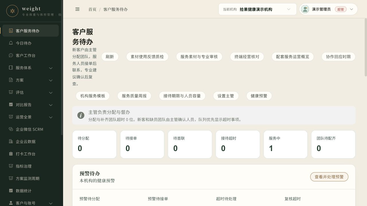 客户服务待办的工作总览