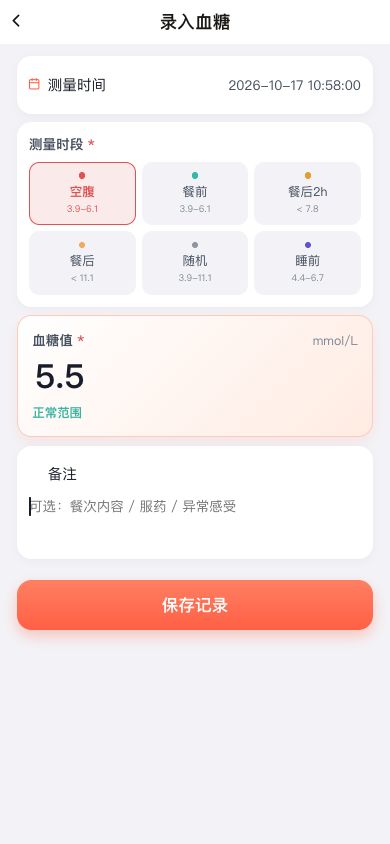 图3　先选测量时段，需要时再选对应餐次。