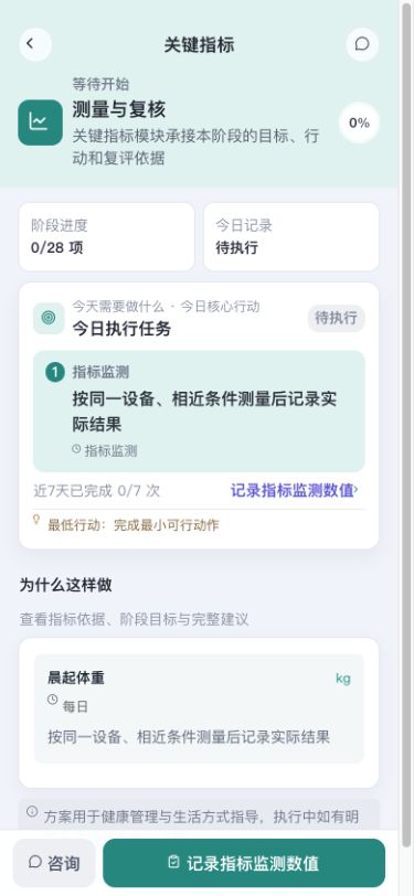 图4 模块详情展示行动要求、当前状态和记录入口。